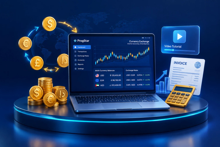 داشبورد نرم افزار حسابداری صرافی پروگاستار، نمایش نرخ لحظهای ارز و سود و زیان